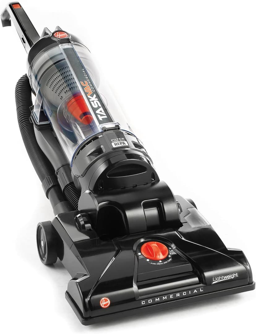 Hoover Commercial TaskVac Bagless Upright Vacuum Cleaner, Furniture Guard Lightweight HEPA Filtered Professional Grade Long-Lasting, 15 Pounds 35-Foot Long Cord, CH53010, Black