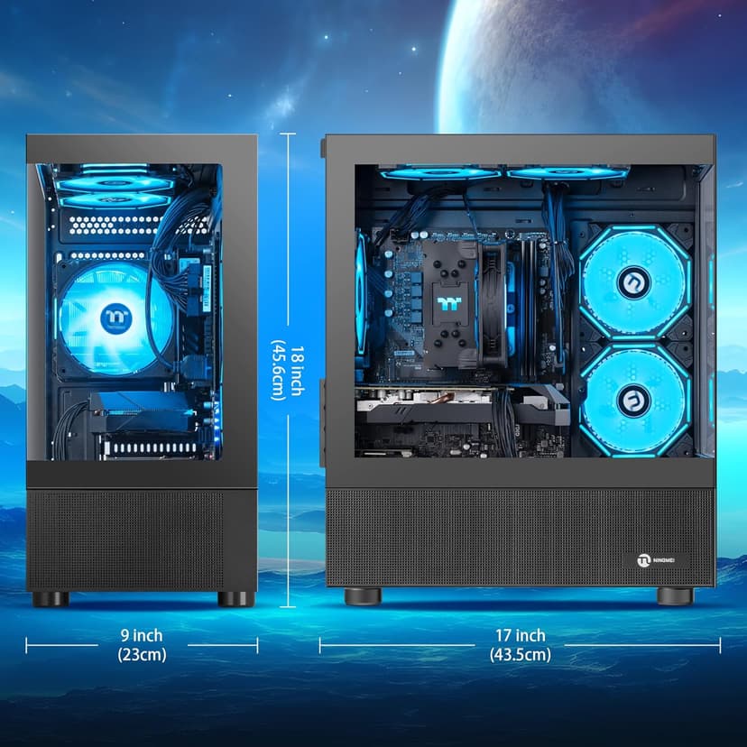 Gaming PC Desktop Computer,AMD Ryzen 5 5500 4.2 GHz,GeForce GTX 1660 Super 6GB,1TB NVMe SSD,16GB DDR4 3200MHz, Air Cooled Prebuilt,650W PSU,Windows 11 Home, Gamer PC, Black