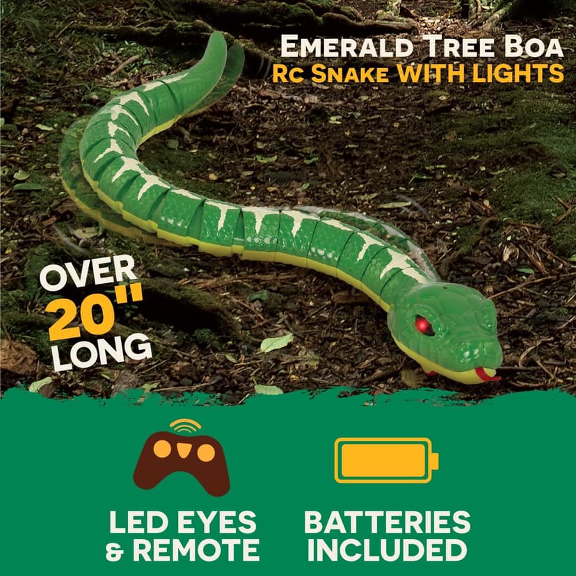 Terra by Battat – Remote Control Emerald Tree Boa Snake Toy, Realistic Moving Electronic Animal for Kids with Easy Operation, Fun Reptile Adventure, Includes Transmitter, Ages 6+ Years