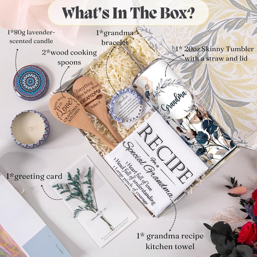 Mothers Day Gifts For Grandma, Grandmother Birthday Christmas Gifts Ideas from Grandkids, Granddaughter, Grandson - Best Grandma Gift Basket