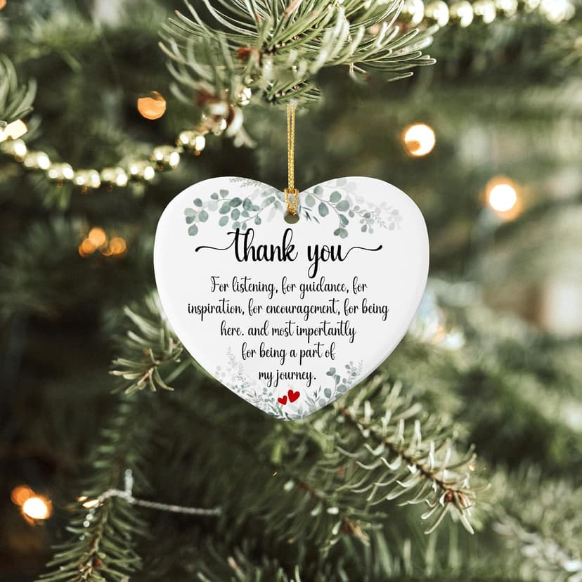 Appreciation Gifts for Women Thank You for Being a Part of My Journey Gifts for Coworkers Friends Nurse Teacher Employee Boss Christmas Tree Decoration Ceramic Heart Ornament