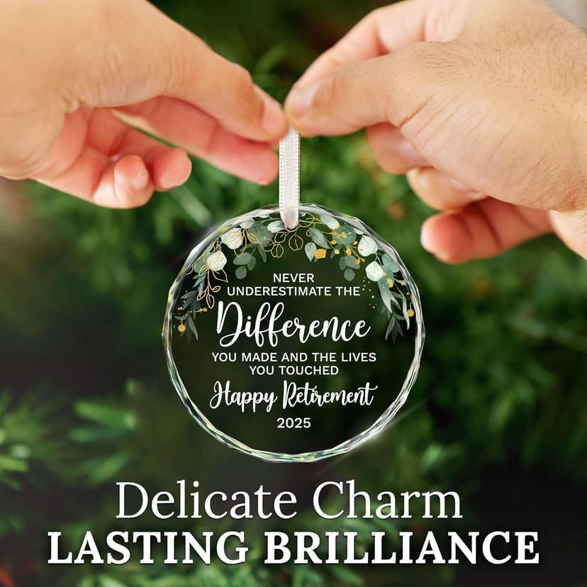 HEXMOZ Retirement Gifts - Retirement Gifts for Women, Men 2025 - Retired Ornament 2025 - Retired Gift for Coworker, Boss, Employee, Teacher, Nurse, Woman, Man - Glass Christmas Ornament Keepsake