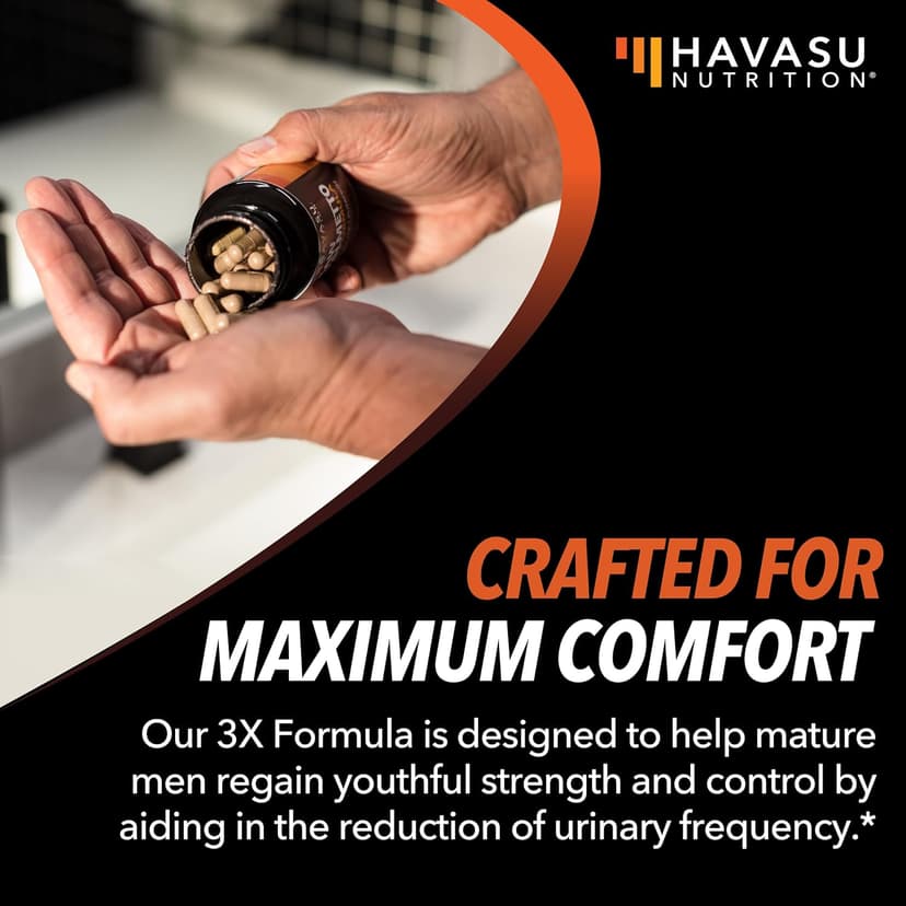 HAVASU NUTRITION Saw Palmetto Supplement with Stinging Nettle and Pumpkin Seed Extract - Advanced 3X Formula - DHT Blocker Urinary Health and Prostate Support for Mens Health - Vegan, Non-GMO Capsules - 2 Month Supply