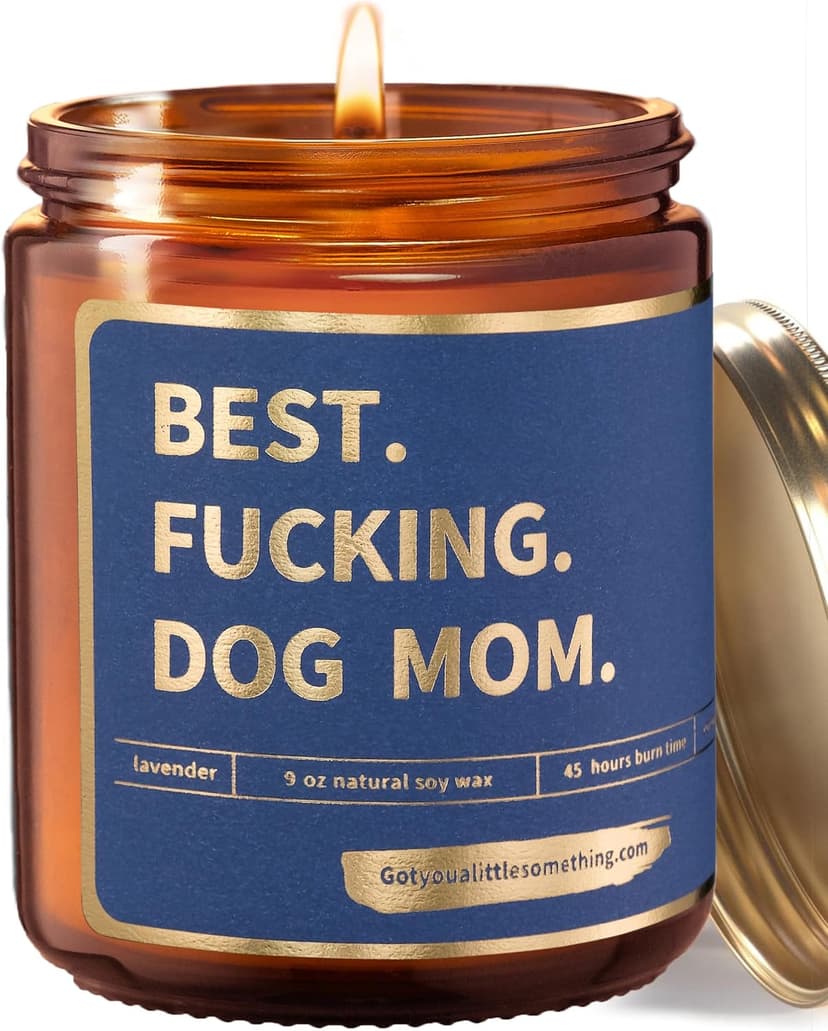 Best Dog Mom Funny Scented Candle - Dog Mom Gifts for Women for Birthday Christmas Mothers Day Thanksgiving - Birthday Gift from Dogs, Fur Mama Gift Ideas, Animal Decor - Pet Lovers Candle