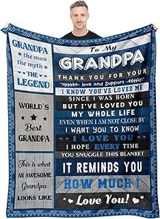 Quilazy Grandpa Gifts, Grandparents Day Gifts for Grandpas Blanket, Best Grandpa Birthday Gift from Grandchildren, Christmas Birthday Gift for Grandpas/Papa/Pop Pop/Grandfather Blanket 60”x50”