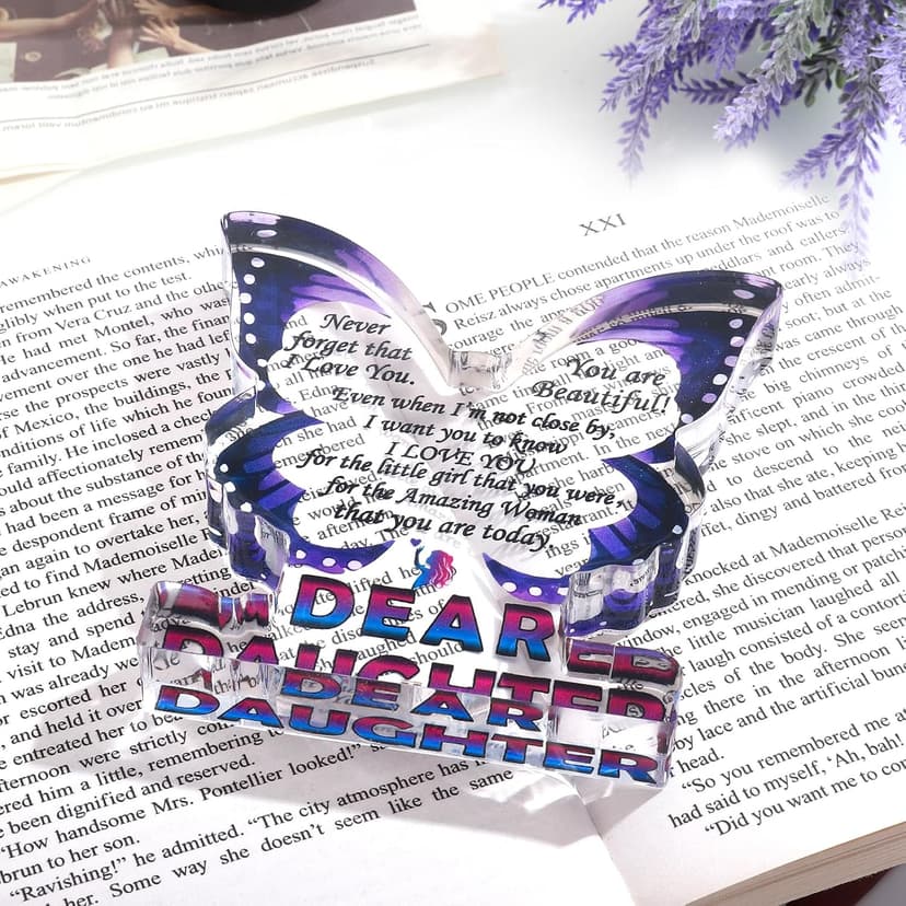 Daughter Birthday Gifts from Mom Dad, Daughter Gifts for Christmas, Unique Gifts for Daughter, Inspirational Gifts I Love You Daughter, Daughter Butterfly Decorative Signs Plaques