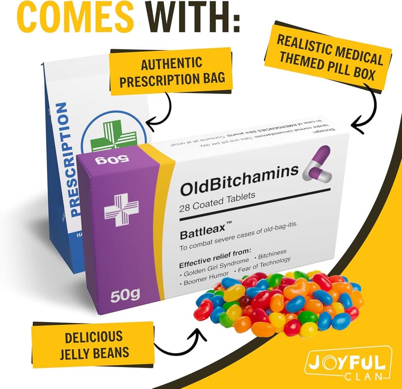 Joke Prank Pill Box with Jelly Beans Candy - Unique Funny Female Gag Gift Ideas for Women, 30th, 40th, 50th, 60th Birthday Gifts for Her, Sister, Mom, Wife, Girlfriend, Grandma, Coworker