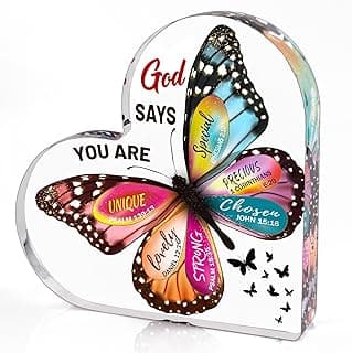 Christian Gifts for Women Birthday, Butterfly Inspirational Gifts for Friends, Mom, Sister, Girl, Female Coworker, Christian - Religious Spiritual Gift, Home Decorative Signs