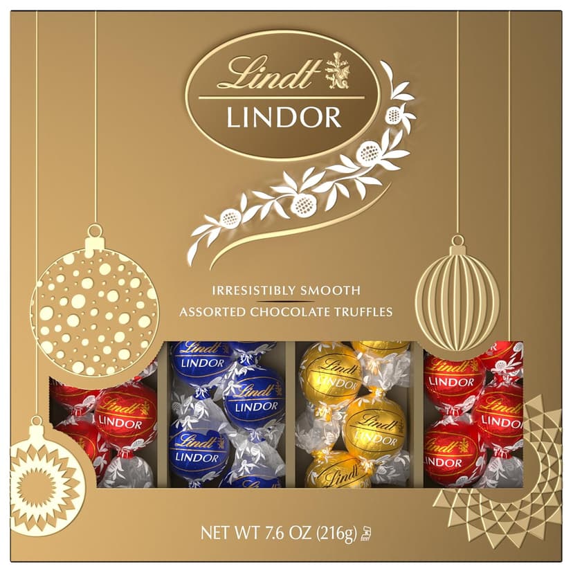 Lindt LINDOR Assorted Chocolate Candy Truffles Gift Box, Assorted Chocolate with Smooth, Melting Truffle Center, 7.6 oz.