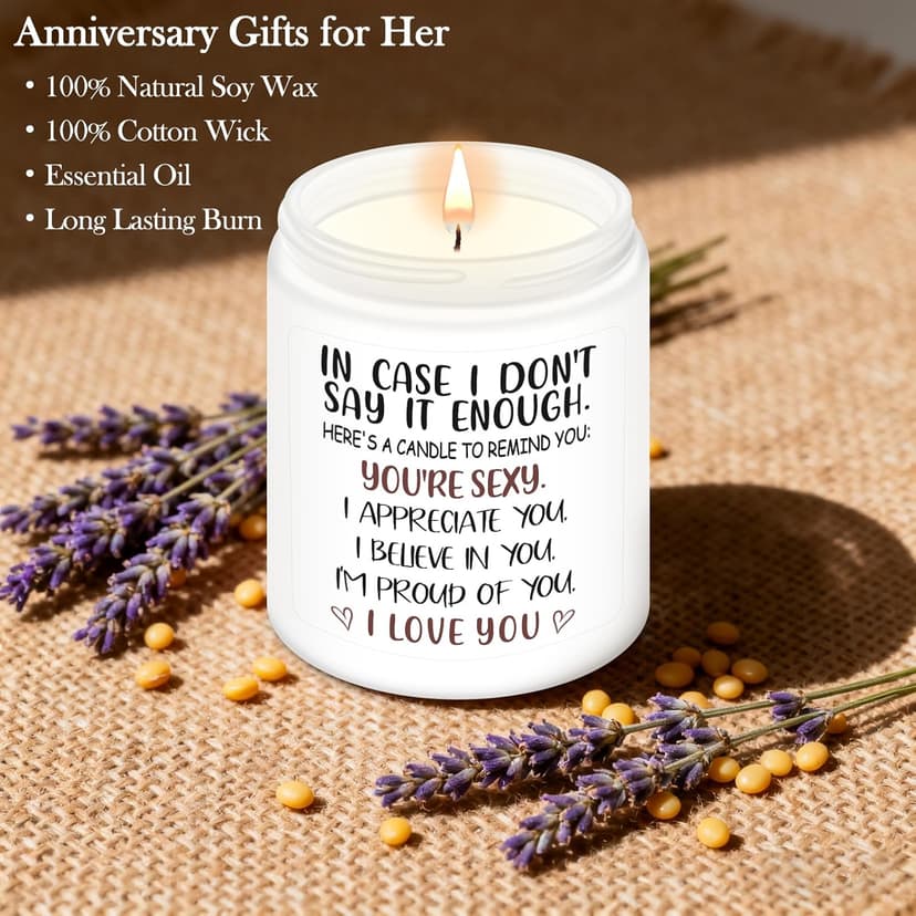 NANOOER Gifts for Her Girlfriend, Anniversary Wedding Birthday Gift for Women Wife, Unique Romantic Gift for Her Lavender Candle, Funny Valentines Anniversary Birthday Gifts for Her,Girlfriend, Wife