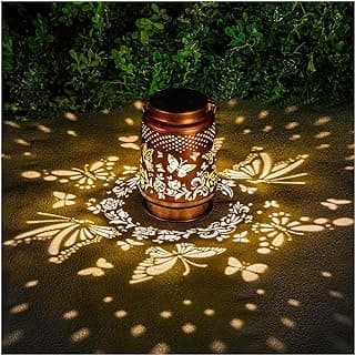 Solar Lanterns Outdoor Waterproof Butterfly Garden Decor Birthday Gifts for Women Mom Grandma, Hanging Solar Lights Metal Lantern Decoration Outside for Yard, Patio, Backyard, Porch