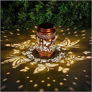 Solar Lanterns Outdoor Waterproof Butterfly Garden Decor Birthday Gifts for Women Mom Grandma, Hanging Solar Lights Metal Lantern Decoration Outside for Yard, Patio, Backyard, Porch