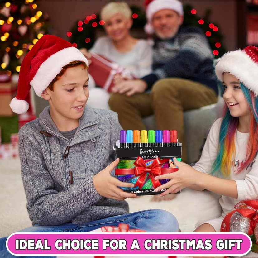 Jim&Gloria Dustless Hair Chalk Gifts for Girls Makeup Kit, Gift for Teen Girl Trendy Stuff, Kids, Teenage Tweens Teenager Temporary and Washable Color Dye Markers Age 7 8 9 10 11 12 13 14 Year Old Toy