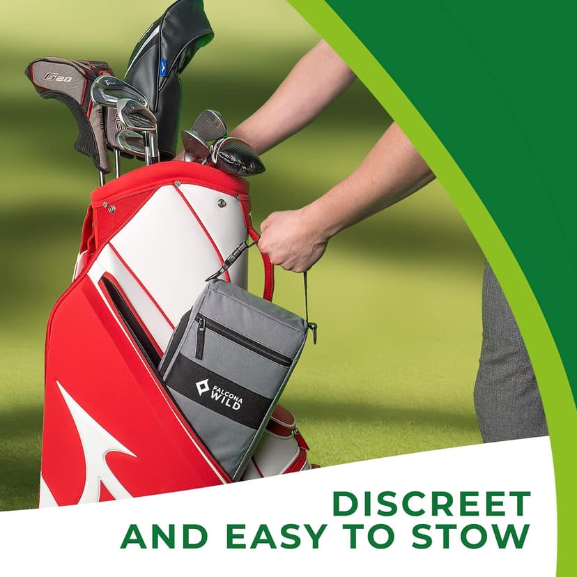 Golf Cooler Bag Plus 2 Ice Packs - Keeps Drinks Cold for Hours - Holds 6 Cans - Fits Discreetly in Golf Bags - Insulated Beer Sleeve and Cooler Accessories