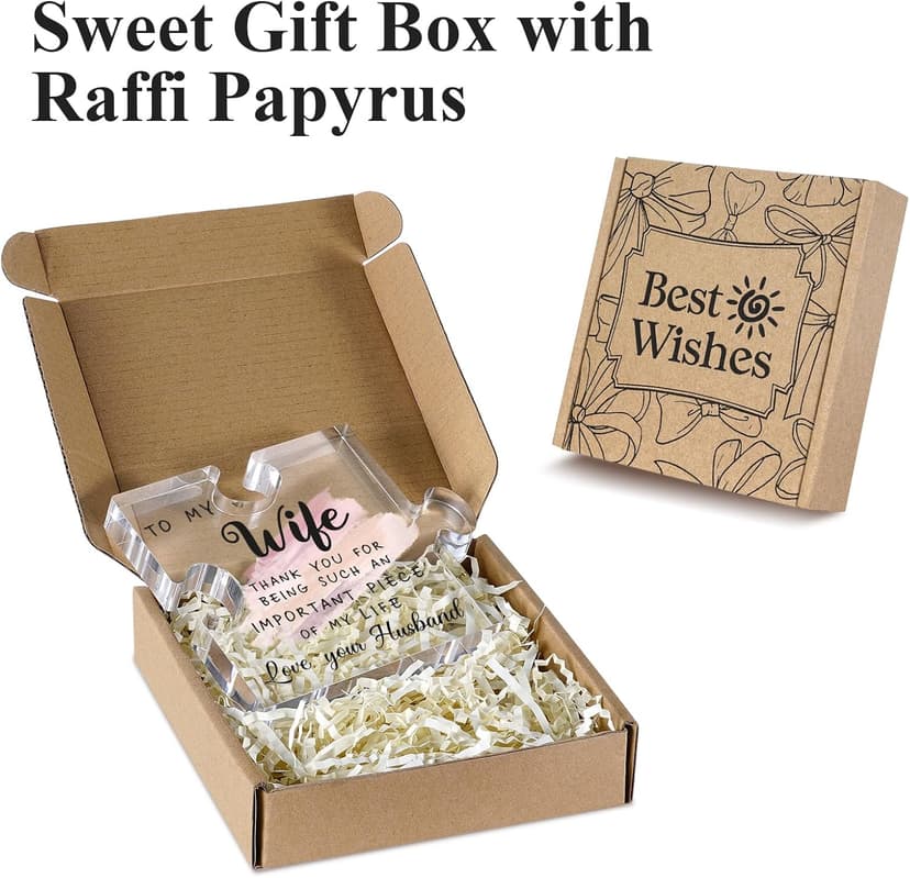 LukieJac Gifts for Wife - Romantic Gifts for Her Acrylic Puzzle Piece Plaque for Wife Birthday, Wedding Anniversary, Valentines Day, Mothers Day Presents Home Desk Decor - 4.7 x 3.9 Inch