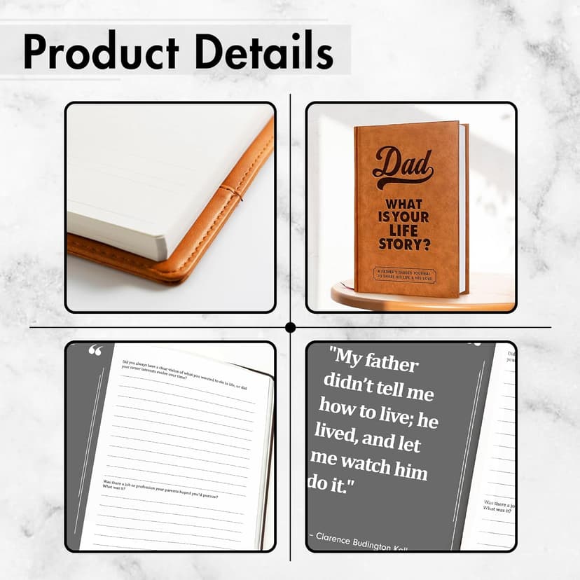 Gifts for Dad from Daughter, Son - Personalized Father's Day Gifts for dad, Husband, Men - Dads Birthday Gift Ideas, Birthday gifts for dads - Dad Story Book to Fill Out, Dads Guided Journal Life Story