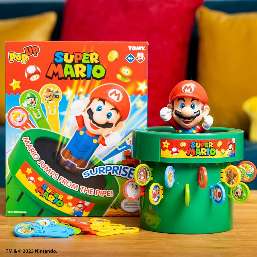 TOMY Pop Up Super Mario Board Game - Family and Preschool Games for Family Game Night - Kids Activities and Super Mario Toys - Girls and Boys Games - 2-4 Players - Ages 4 Years and Up