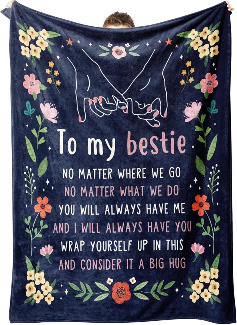Friendship Gifts for Women, Best Friend Birthday Graduation Gifts for Women, Best Friend Blanket Gift, to My Bestie Throw Blanket for Christmas Mothers Day 60" x 50"