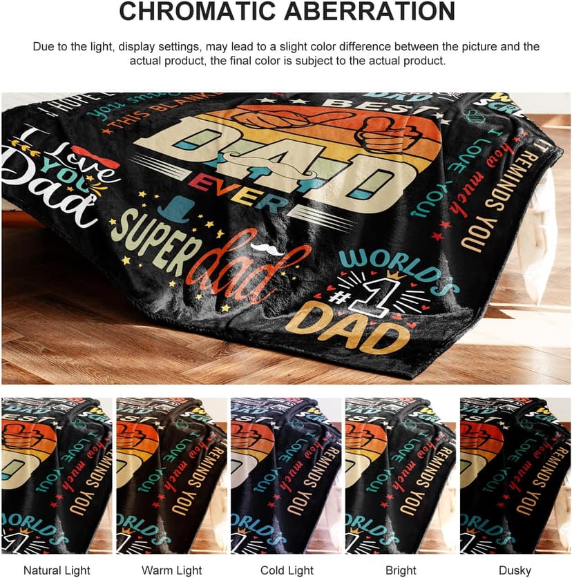 Dad Throw Blanket - 50x60 Inch Soft & Durable Gifts for Dad Birthday, Father's Day, Retirement - Perfect for Travel, Camping, Office & Home Use from Daughter or Son