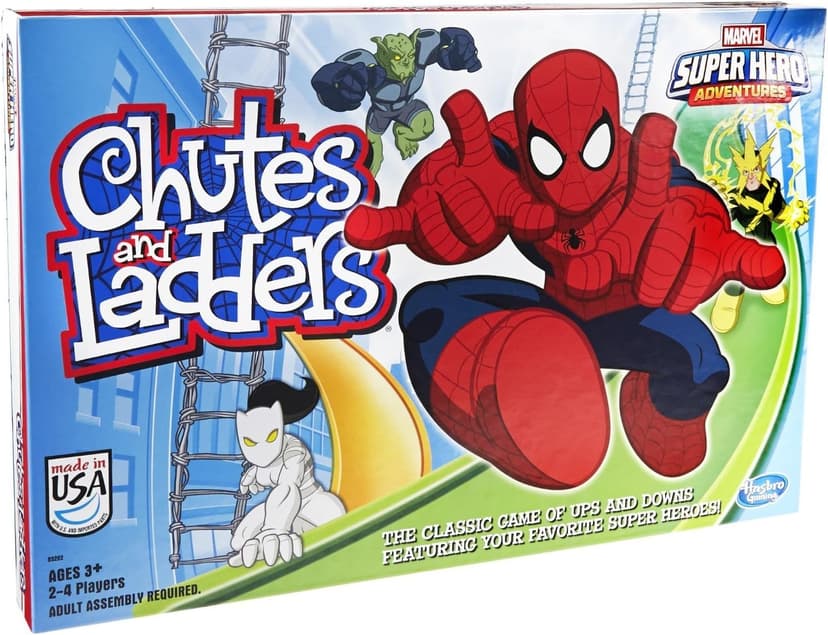 Hasbro Gaming Chutes and Ladders: Marvel Spider-Man Edition Board Game for Kids 2-4 Players, Preschool Games, Ages 3 and Up (Amazon Exclusive)