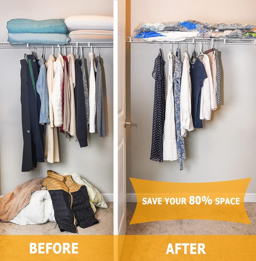 Vacuum Storage Bags 7 Jumbo, Space Saver Sealer Bags,Plastic Packaging Bags,Compression Bags for Clothes, Pillows, Comforters, Blankets, Bedding,No pump included