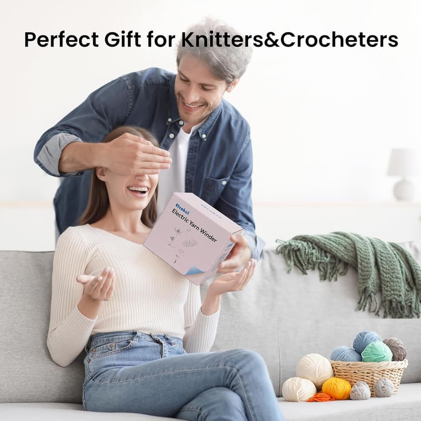 Etcokei Yarn Winder, Electric Yarn Ball Winder for Crocheting, Compact Yarn Cake Winder with Strong Tension Stepless Speed, Automatic Yarn Spinner Wool Winder, Ideal Helper for Knitting Lovers(White)