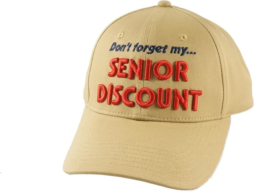 Birthday Baseball Cap, Don't Forget My Senior Discount Hat for Dad Grandpa Elders Father's Grandparents Beige