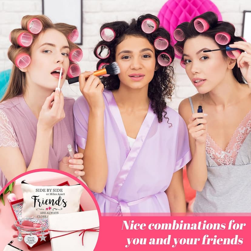 Abbylike 20 Pieces Friends Gifts Bulk for Women Friendships Bracelet Makeup Bag Friendsgiving Long Distance Gifts for Galentines Valentine Day Friend Group Birthday Family Sister