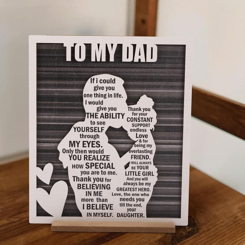 Birthday Gifts for Dad from Daughter, Easter Father’s Day Dad Gift from Daughter, Rustic Daddy and Daughter Hug Wood Sign, Papa Valentine’s, Christmas Gifts Ideas
