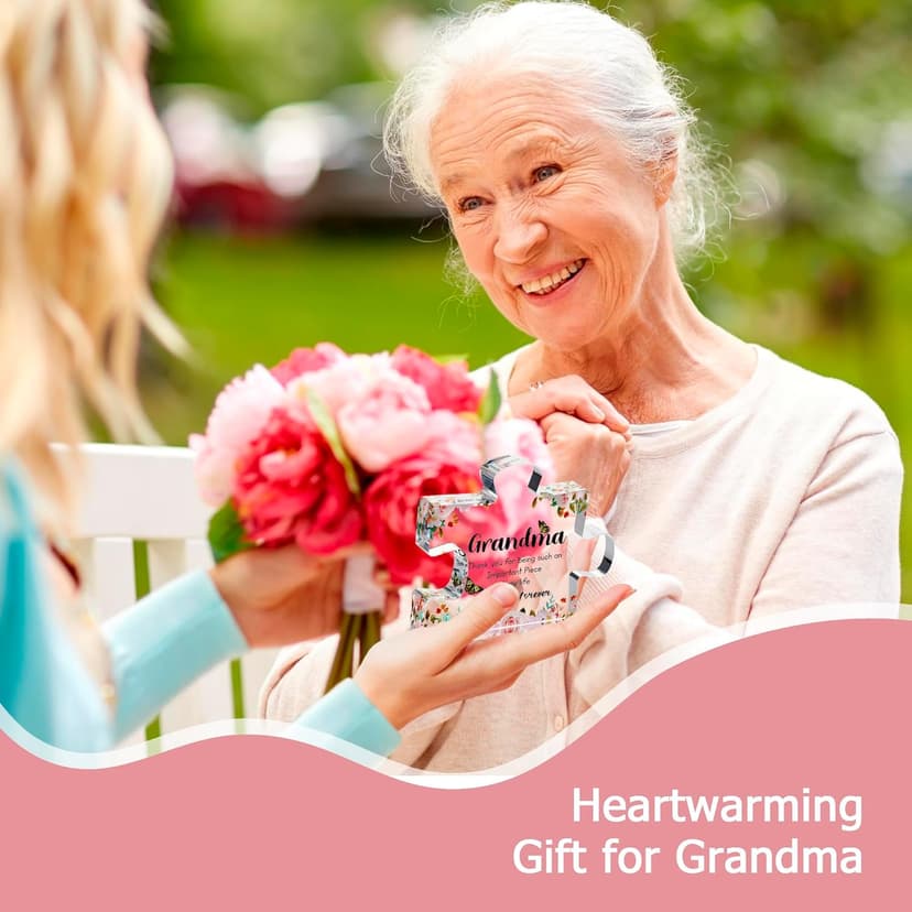 Gifts for Grandma - Engraved Acrylic Puzzle Piece - Mothers Day Adorable Grandma Presents for Birthday, Christmas, Thanksgiving Paperweights - Elegant Decorative Plaque with Lovely Quote - Chic Home