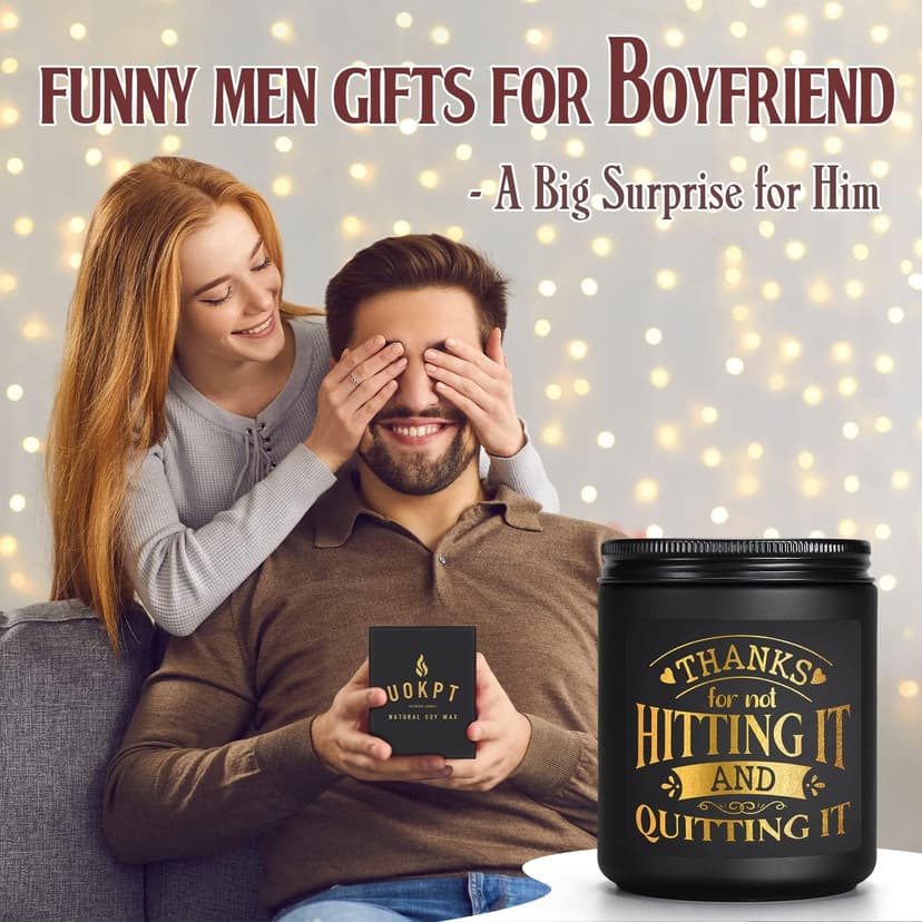 Scented Candles for Men - Funny Gifts for Boyfriend - Naughty Birthday Gift for Him - Anniversary Valentines Day Engagement Christmas Love You Presents for Husband Fiance Couples Guy BF