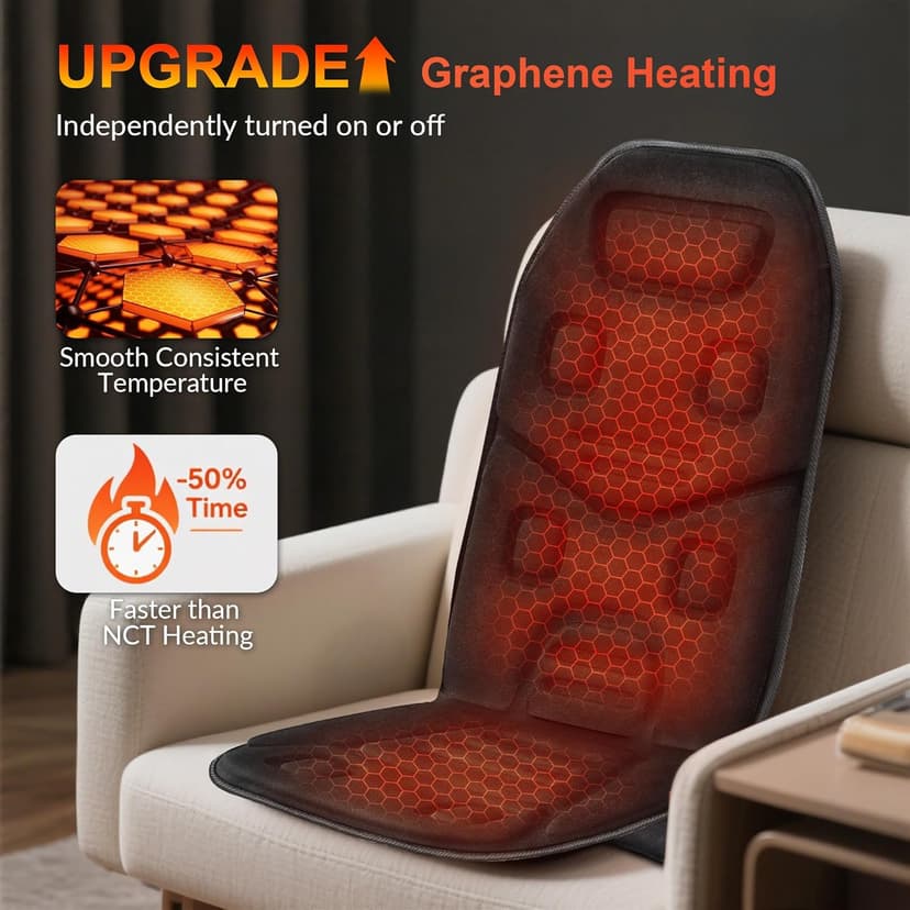 COMFIER Back Massager Seat Cushion with Heat,10 Vibration Motors, Massage Chair Pad,Chair Massager for Pain Relief at Office/Home,Christmas Gifts for Men Women