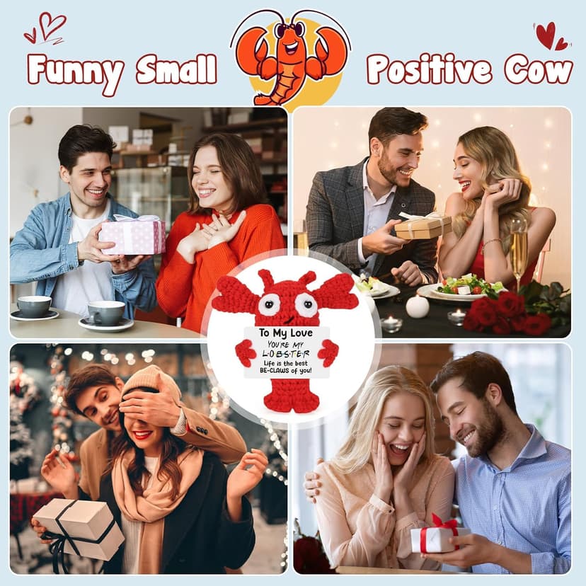 Gifts for Grilfriend Boyfriend Couples - to My Love Handmade Crochet Lobster Gifts, I Love You Gift for Her Him, Romantic Valentines Anniversary Birthday Chrismast Present for Women Men