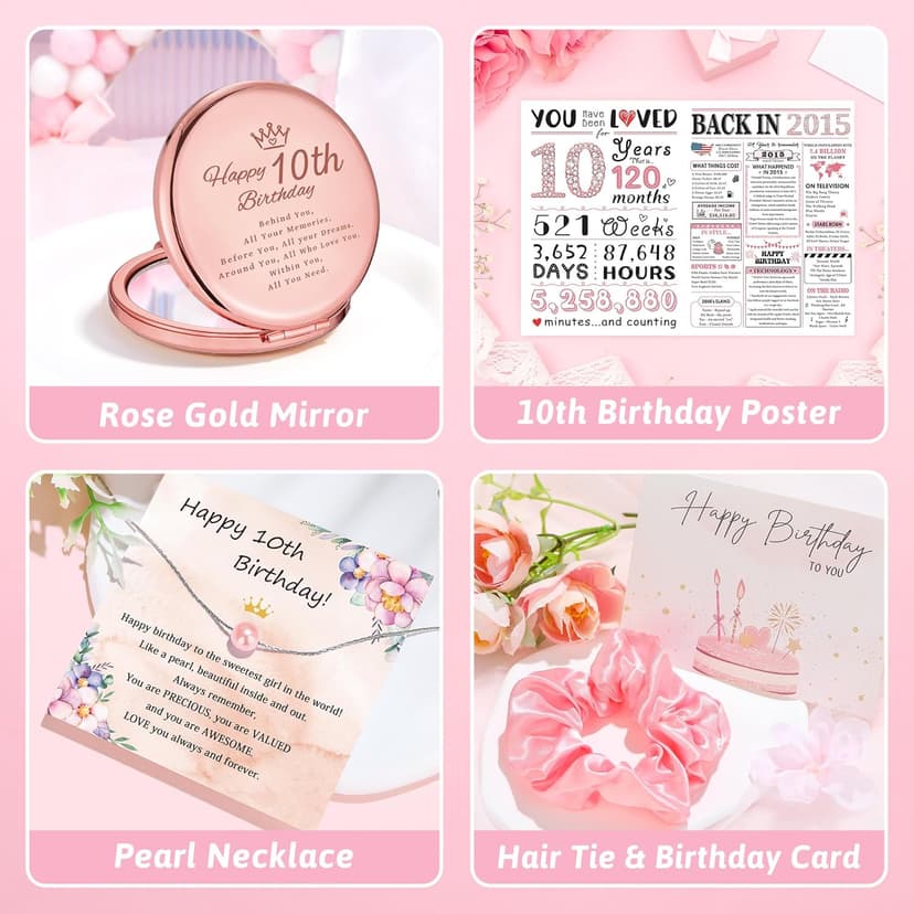 10 Year Old Girl Birthday Gift for 10 Years Old Girls Gifts Trendy Stuff 10th Birthday Gifts for Girls Ten Year Olds Girl Gift Double Digits Decorations Presents Set with Tumbler Bag Socks Bracelet