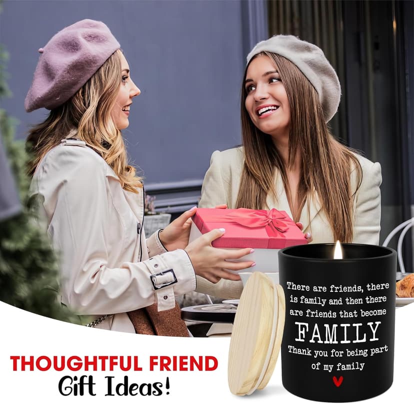 TEEZWONDER Friend Gifts for Women - Long Lasting Vanilla Lavender Candle 10 oz - Friendship Birthday Gifts for Women Men BFF Bestie Coworkers Friends Female, Scented Candles for Women Men
