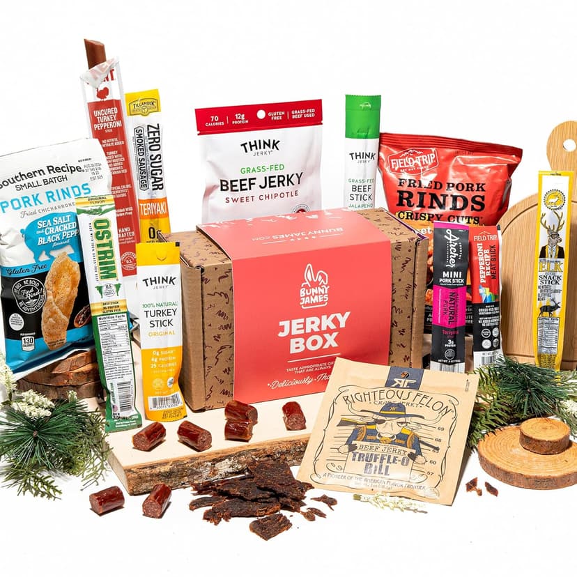 Beef Jerky Gift Basket For Men - Exotic Jerky Variety Pack, Delicious Protein-Packed Snack Box for Dad, Husband - Birthday, Holiday Food Treats for Adults - Unique Food Gifts for Men Who Want Nothing