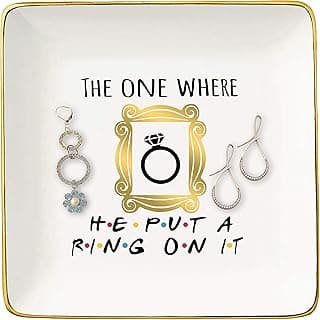Engagement Gift-Bride to Be-Newly Engaged-Fun Wedding Gift-The One Where He Put A Ring On It-Jewelry Holder Ring Dish Trinket Box Tray-Friends TV Show