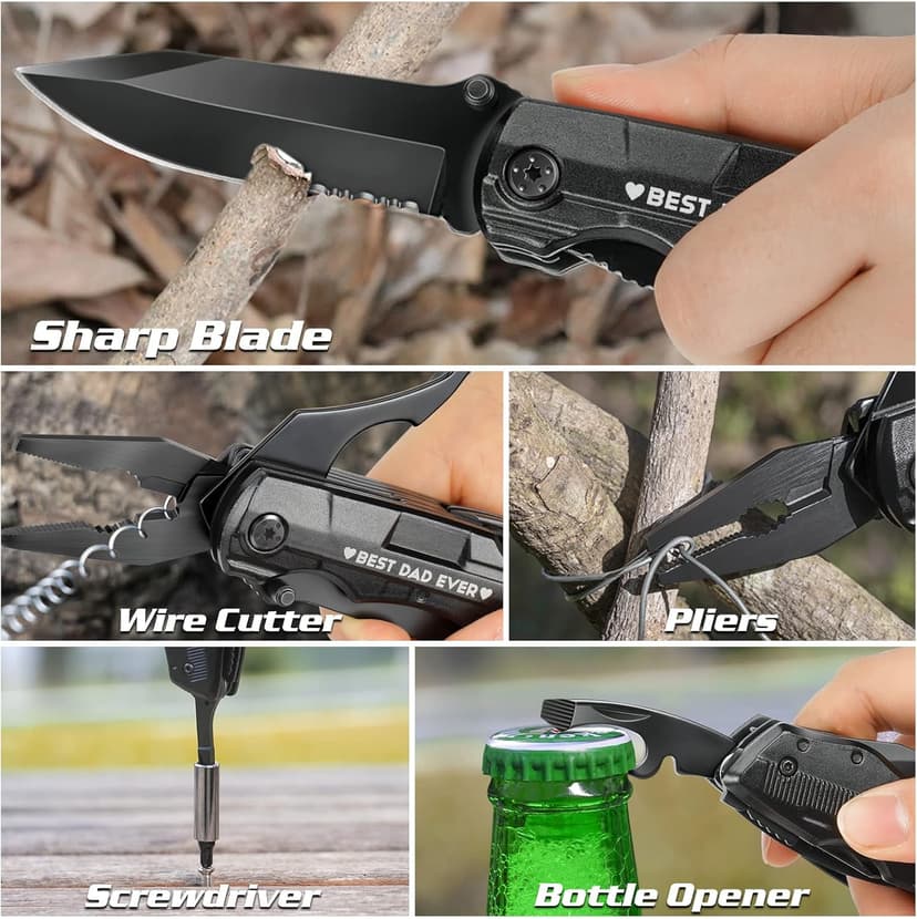 Gifts for Dad from Daughter Son,Multitool Pocket Knife "BEST DAD EVER",Christmas Birthday Fathers Day Dad Gifts,Unique Camping Hunting Cycling Gift Ideas for Dad