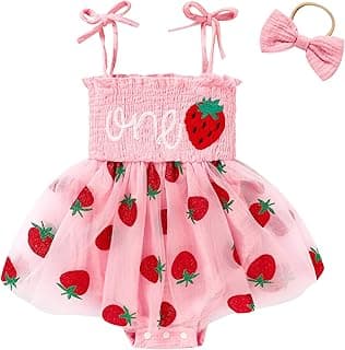 Baby Girl 1st Birthday Clothes One Year Old Tulle Romper Sleeveless Bodysuit Cake Smash Outfits