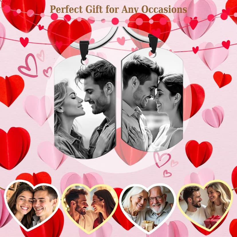 Queenberry Custom Keychain with Picture Personalized Photo Keychain Gift Valentines Day for Men Boyfriend