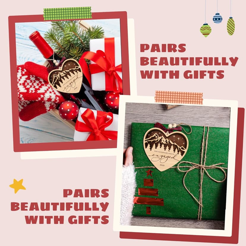 Engagement Gifts for Couples - Gifts for Newly Engaged Couples - Engagement Gift for Her, Bride to Be, Couple - Just Engaged Gift for Friends, Women, Fiance - Wood Christmas Ornament 2025