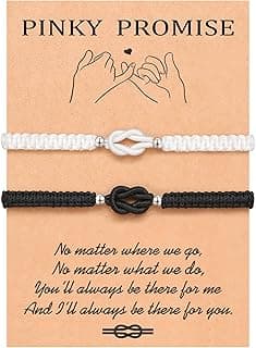 UNGENT THEM Pinky Promise Knot Couples Bracelets Anniversary Christmas Valentines I Love You Gifts for Boyfriend Girlfriend Women Men