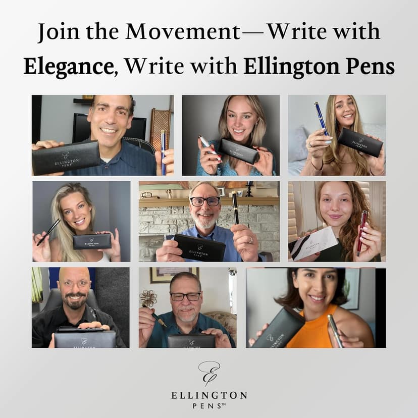 Ellington Pens Luxury Fountain Pen Set- Fountain Pens for Writing - Smooth Nib - Includes Refillable Ink Converter, 3 Ink Cartridges [Black & Blue] (Fine, The Stealth)