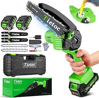 Tietoc Mini Chainsaw 6-Inch with 2 Batteries, Electric Saw, Stocking Stuffers Christmas Birthday Gifts Present for Men Dad Husband Gardener Adults, Cool Gadgets 2025