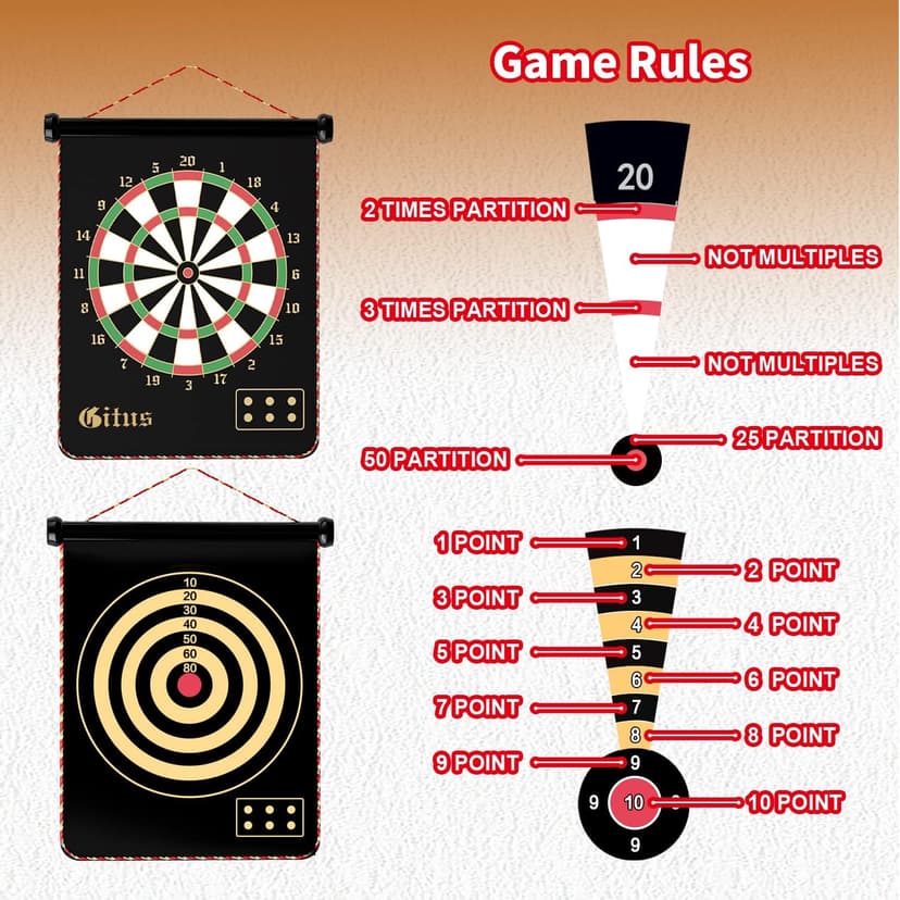 Gitus Magnetic Dart Board Indoor Outdoor Games for Kids with 12 Darts, Gifts for Teenage Boys Teen Boys Gifts Ideas Toys Gifts for 8 9 10 11 12 13 Year Old Boy Game Room Decor