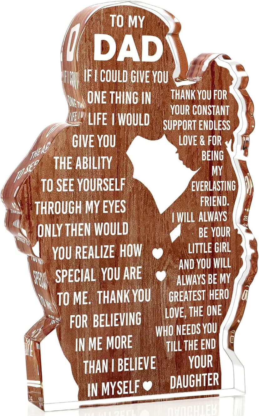 Dad Gifts from Daughter Dad Birthday Gift from Daughter - Christmas Best Dad Ever Gifts Idea Daddy Bpnus New Dad Gift Father's Day Valentines Easter Desk Decor Acrylic Plaque Sign