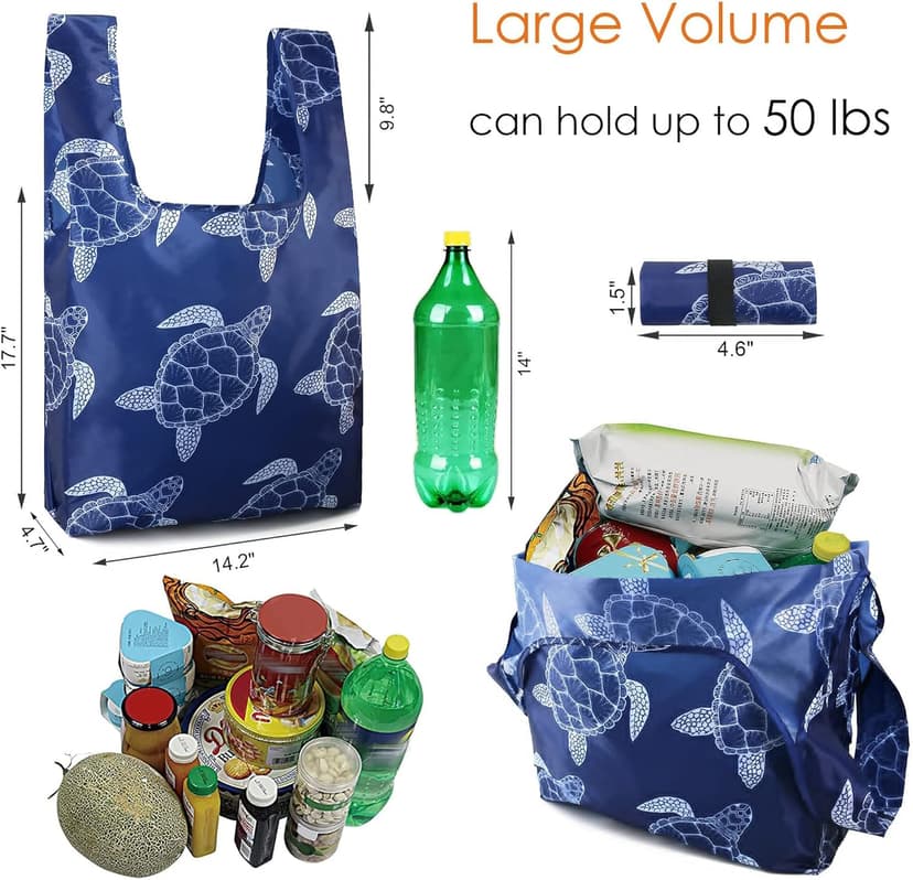 BeeGreen Reusable Grocery Bags Foldable 12 Pack Large Cute Totes - Heavy Duty Washable Holiday Cloth Gifts Bag with Handles, Reusable Gift Bulk Shopping Bags for Groceries for Women Animal Lover​