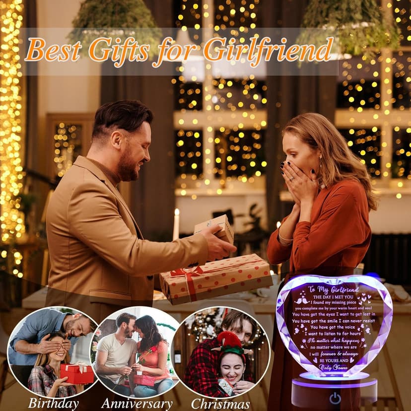 Gifts for Girlfriend with Light Base, Girlfriend Gifts from Boyfriend, Romantic Anniversary Birthday Gifts for Girlfriend Her Valentines Christmas I Love My Girlfriend Gift for Women
