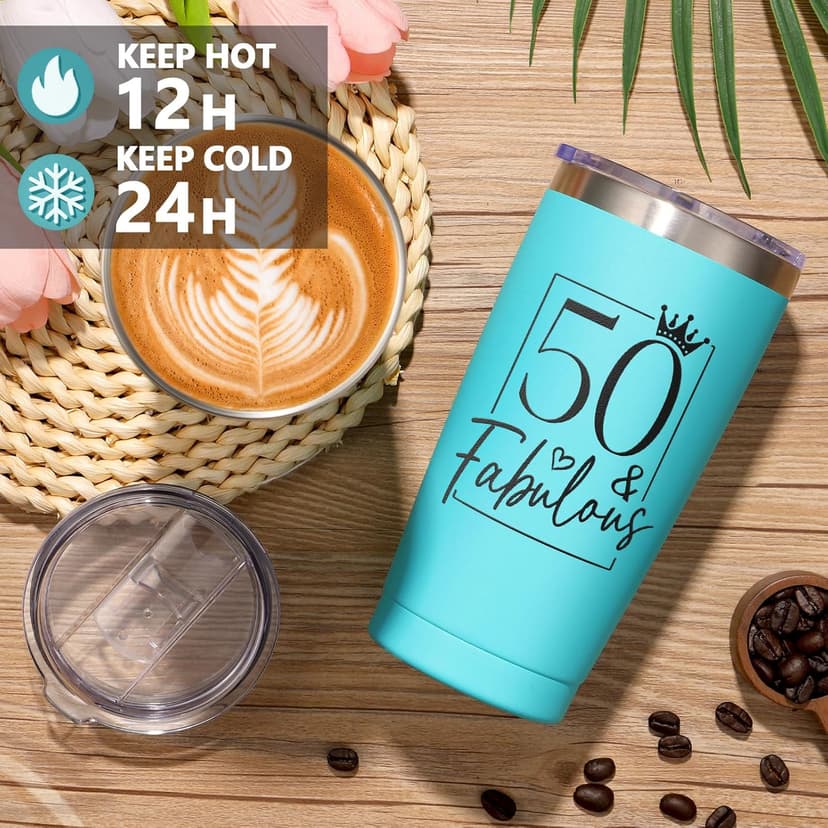 50th Birthday Gifts for Her, Fabulous 50th Birthday Gifts for Women, Cool Turning 50 Year Old Gifts 1975 Gifts, Unique Happy 50th Birthday Gifts Ideas for Her Mom Sister Friend Wife w/ Canvas Tote Bag