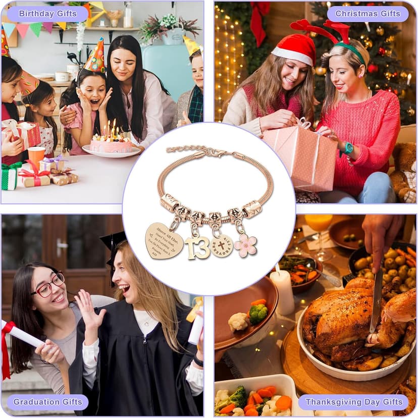 DlaeKua 15th 13th 16th Birthday Gifts for Girl Stainless Steel Bracelet for Women Daughter Granddaughter Niece Sisters 15th Birthday Gift Bracelets Inspirational Gifts Bible Verse 15 13 16 Years Old